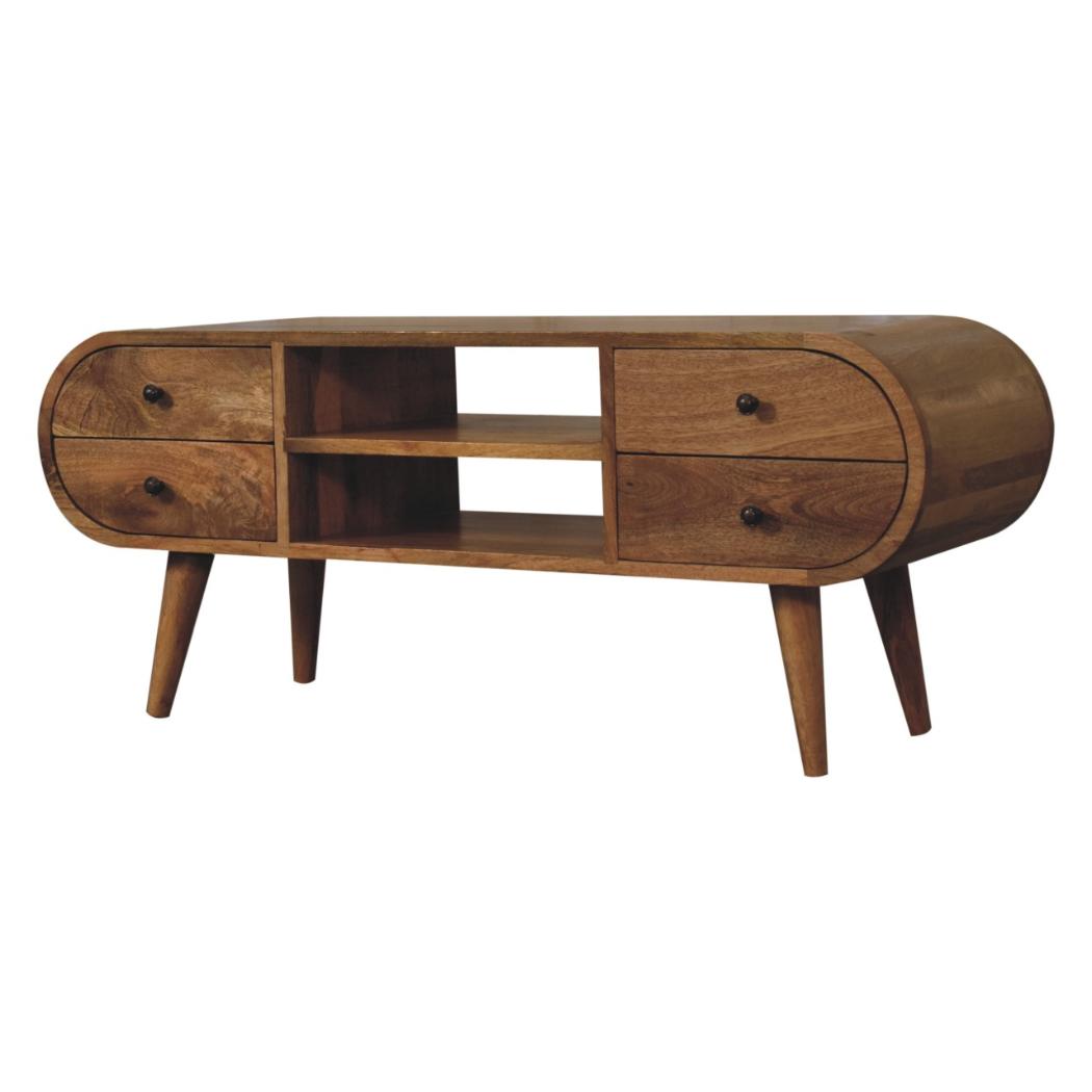 Circular Media Unit | Oak-Inspired Finish | 2 Open Slots