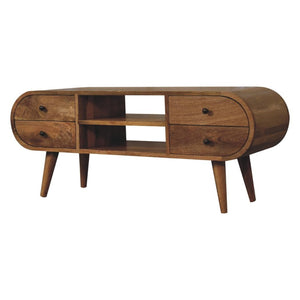 Circular Media Unit | Oak-Inspired Finish | 2 Open Slots