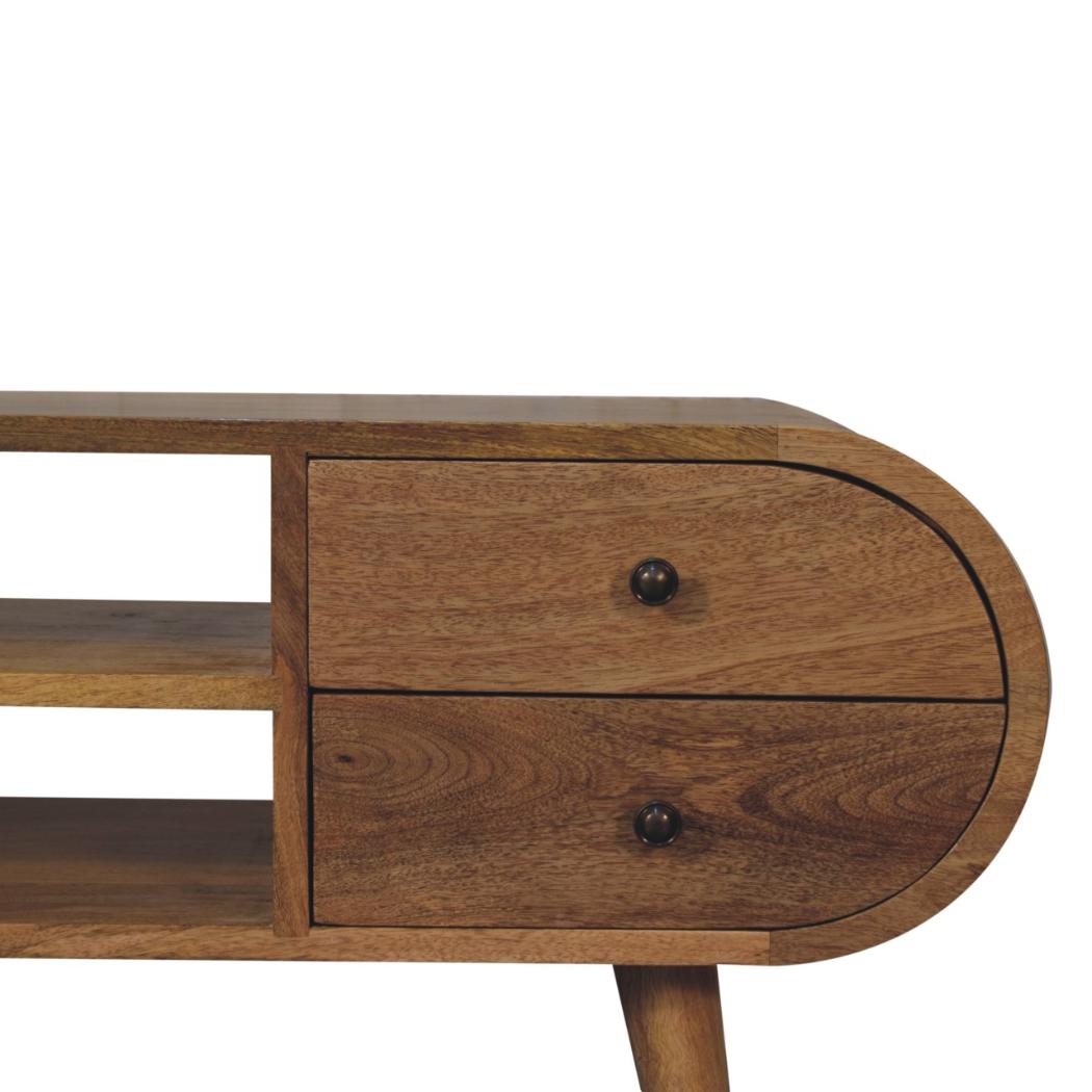 Circular Media Unit | Oak-Inspired Finish | 2 Open Slots