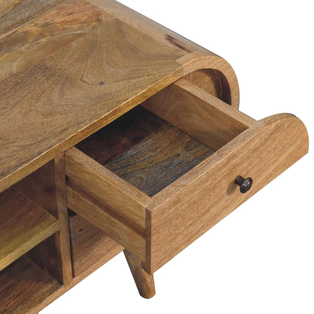 Circular Media Unit | Oak-Inspired Finish | 2 Open Slots