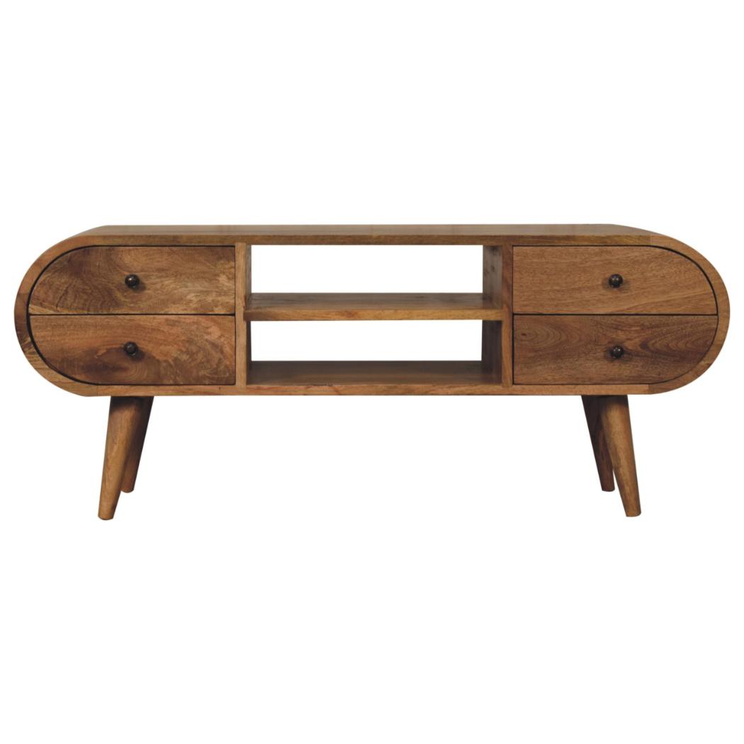 Circular Media Unit | Oak-Inspired Finish | 2 Open Slots