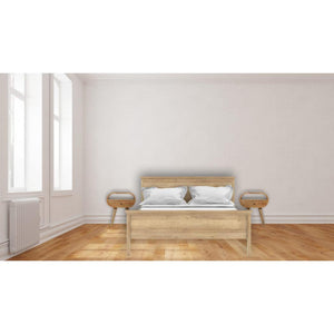 Circular Open Bedside Table | Solid Mango Wood | Oak Finish | 1 Drawer Bedroom Furniture