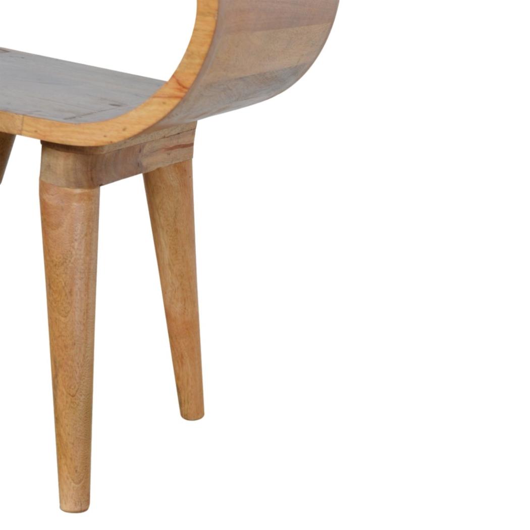 Circular Open Bedside Table | Solid Mango Wood | Oak Finish Bedroom Furniture