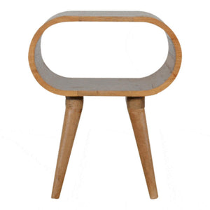 Circular Open Bedside Table | Solid Mango Wood | Oak Finish Bedroom Furniture