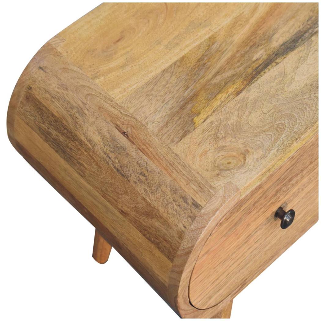Circular TV Unit | Oak-Inspired Finish | Rounded Media Storage