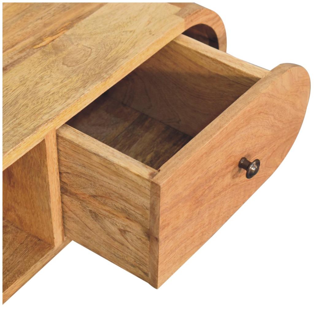 Circular TV Unit | Oak-Inspired Finish | Rounded Media Storage