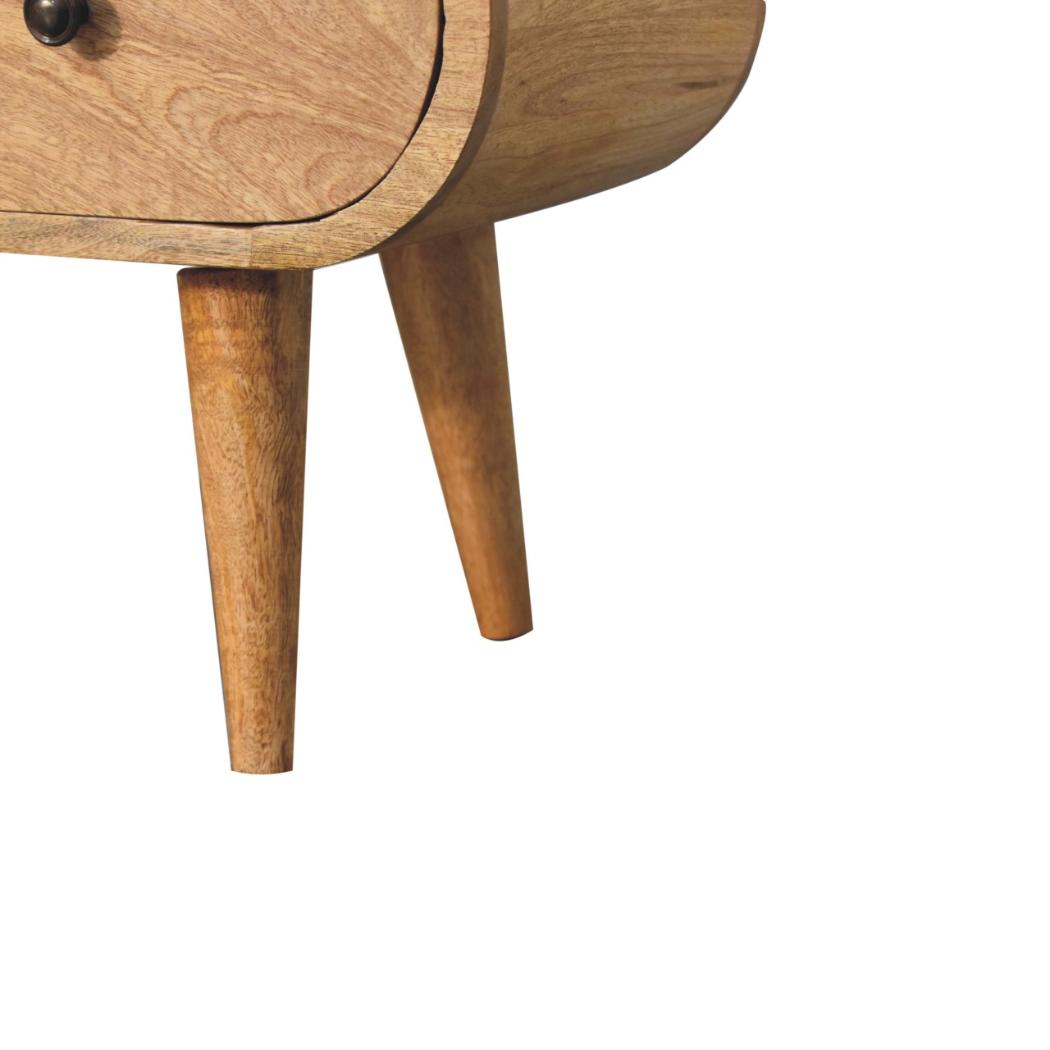 Circular TV Unit | Oak-Inspired Finish | Rounded Media Storage