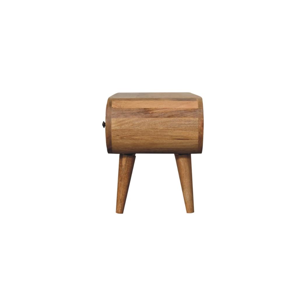 Circular TV Unit | Oak-Inspired Finish | Rounded Media Storage