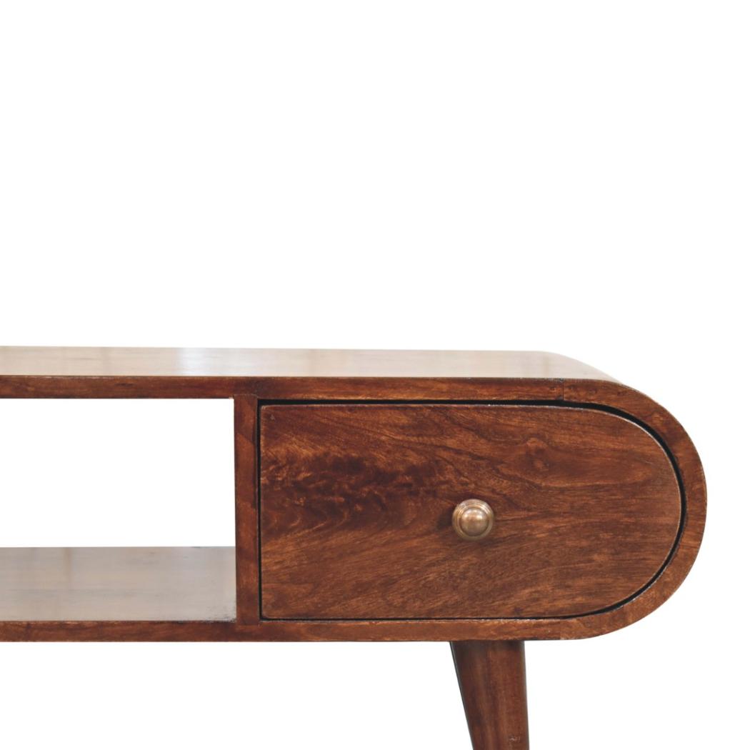 Circular TV Unit | Solid Mango Wood | California Walnut Finish
