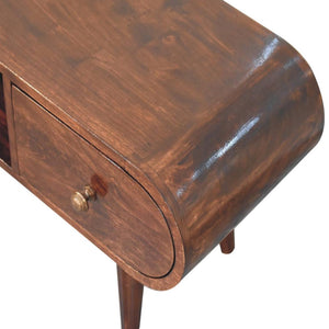 Circular TV Unit | Solid Mango Wood | California Walnut Finish