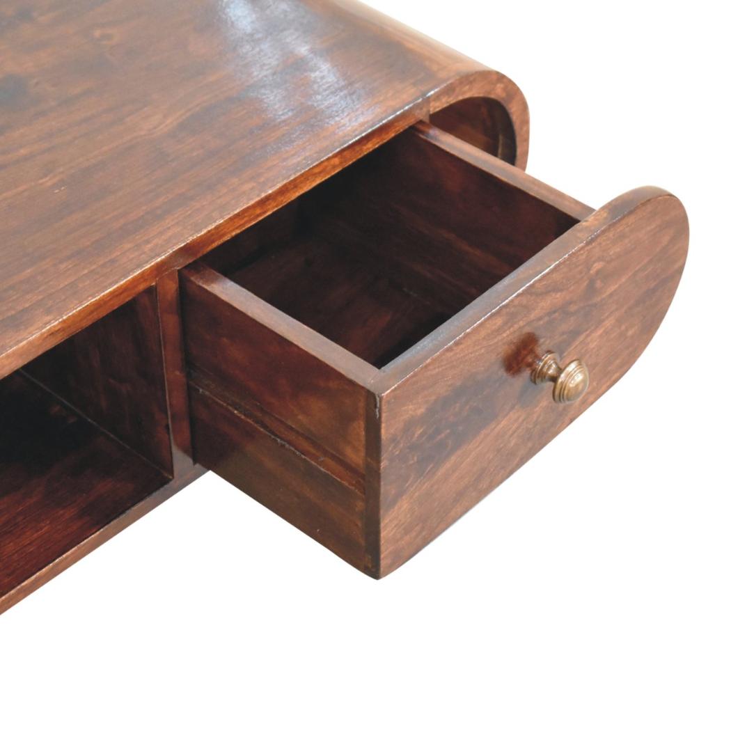Circular TV Unit | Solid Mango Wood | California Walnut Finish