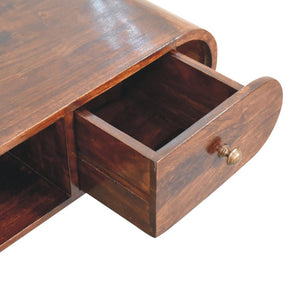 Circular TV Unit | Solid Mango Wood | California Walnut Finish