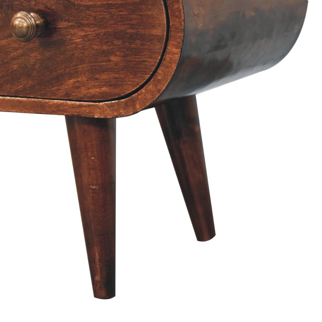 Circular TV Unit | Solid Mango Wood | California Walnut Finish