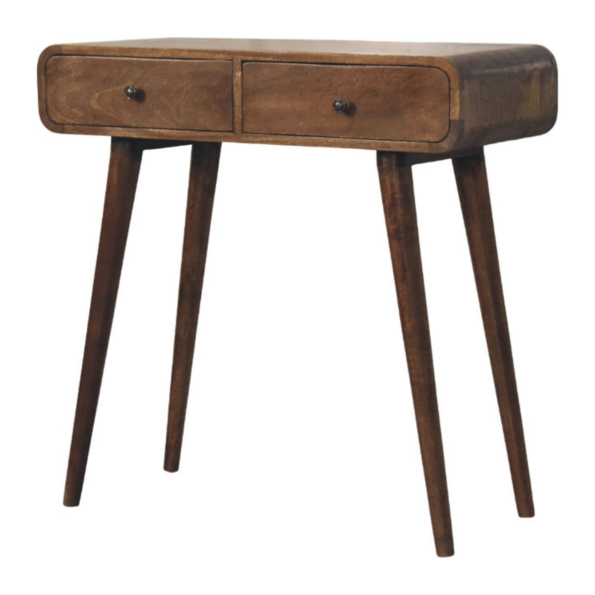 Classic Grey Rounded Console Table | Solid Wood Hallway Table