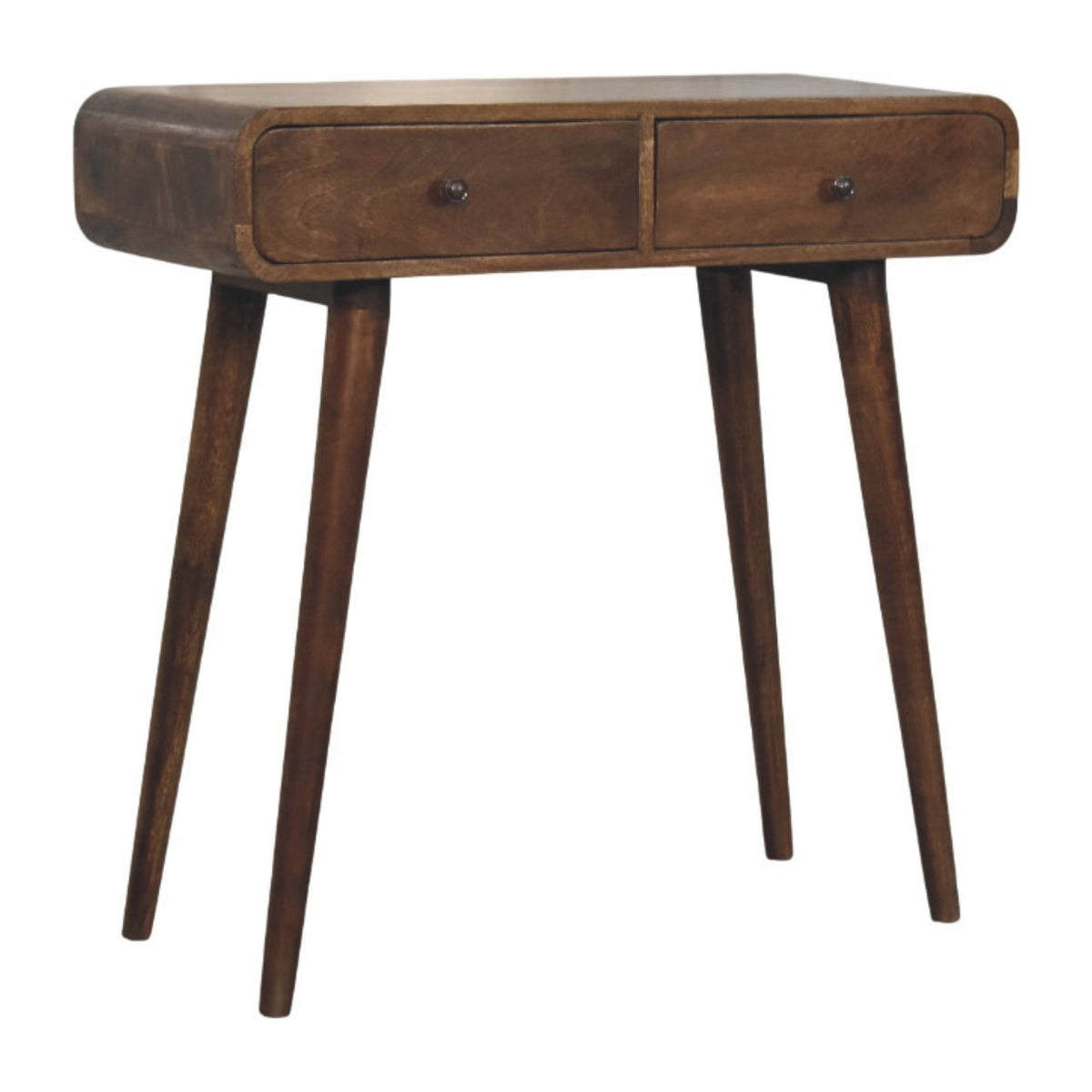 Classic Grey Rounded Console Table | Solid Wood Hallway Table