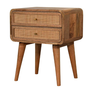 Close-Knit 2 Drawer Bedside | Solid Mango Wood & Woven Detail | Natural Wood Finish | 2 Drawer Storage