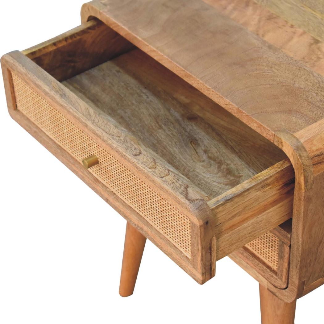 Close-Knit 2 Drawer Bedside | Solid Mango Wood & Woven Detail | Natural Wood Finish | 2 Drawer Storage