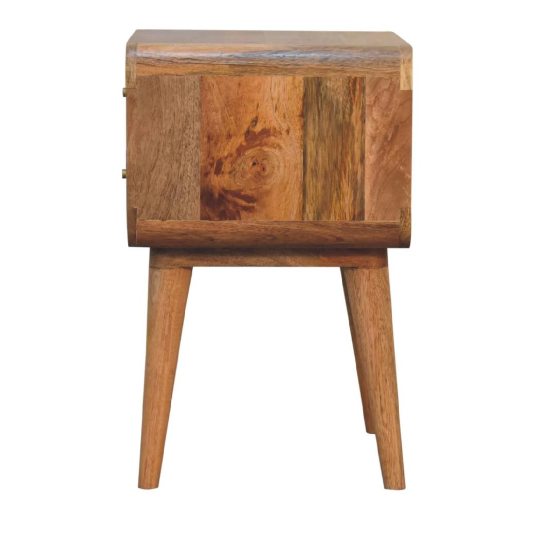 Close-Knit 2 Drawer Bedside | Solid Mango Wood & Woven Detail | Natural Wood Finish | 2 Drawer Storage