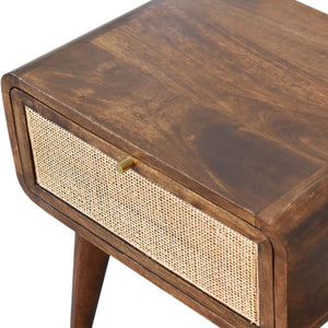 Close-Knit Bedside Table | Chestnut Finish | Textured Bedroom Storage