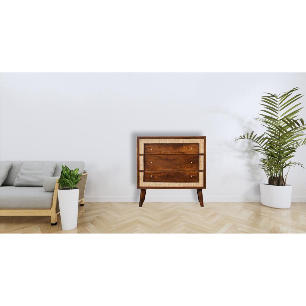 Close-Knit Chest of Drawers | Chestnut Finish | Textured Bedroom Storage