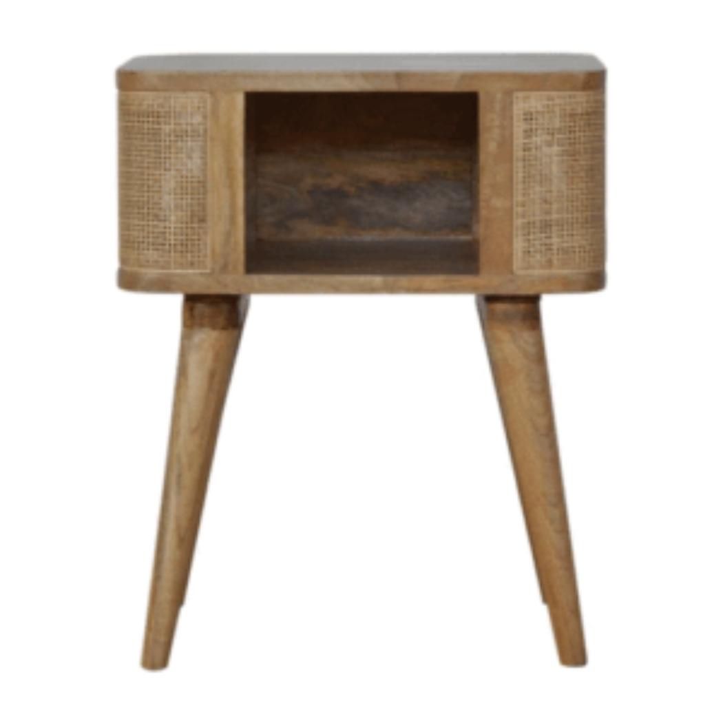 Close-Knit Open Slot Bedside Table | Solid Mango Wood | Compact Bedroom Storage
