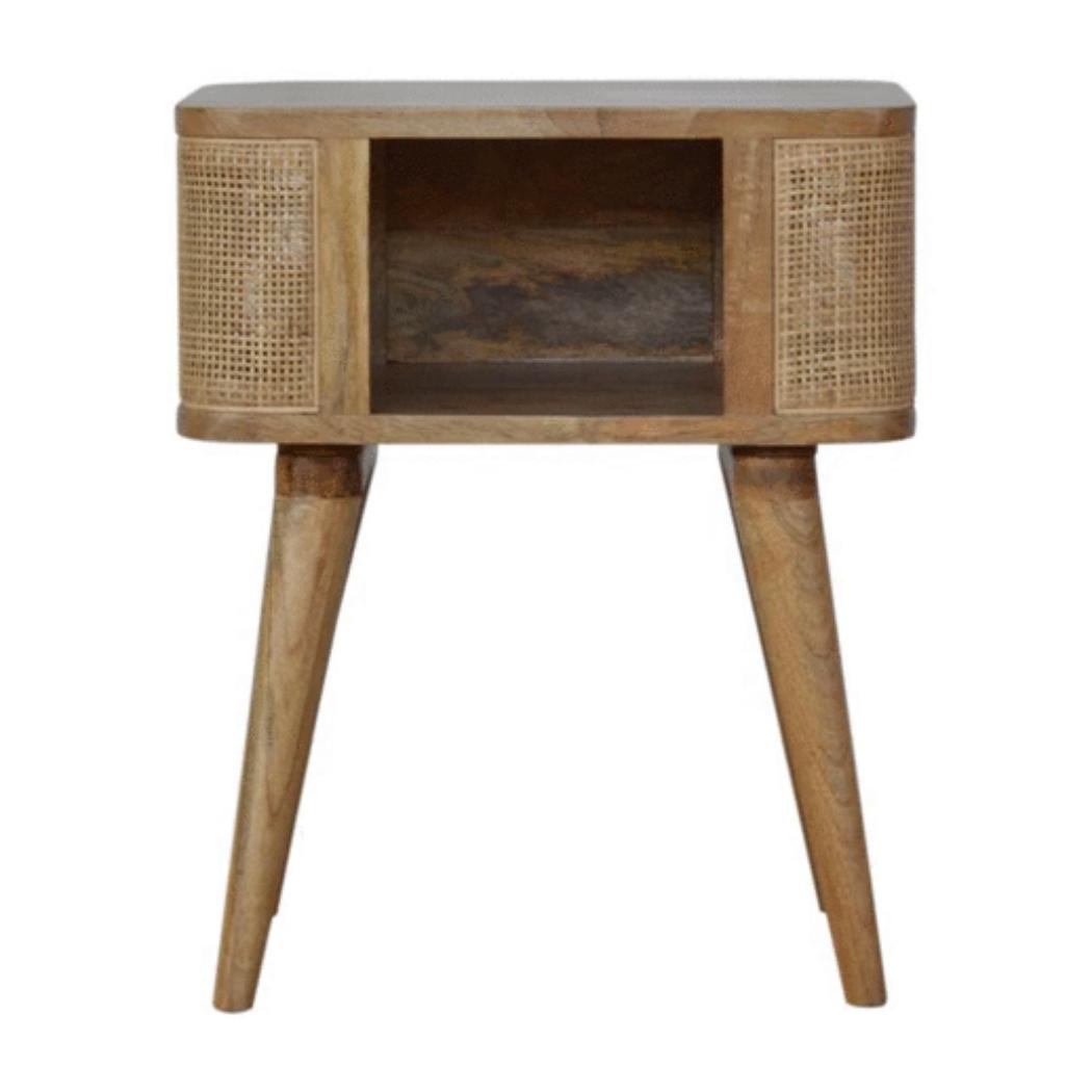 Close-Knit Open Slot Bedside Table | Solid Mango Wood | Compact Bedroom Storage