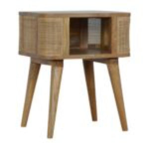 Close-Knit Open Slot Bedside Table | Solid Mango Wood | Compact Bedroom Storage