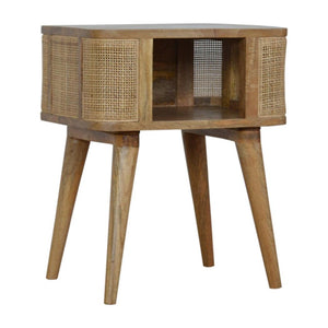 Close-Knit Open Slot Bedside Table | Solid Mango Wood | Compact Bedroom Storage