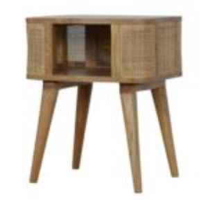 Close-Knit Open Slot Bedside Table | Solid Mango Wood | Compact Bedroom Storage