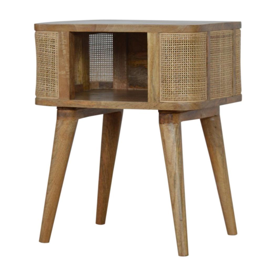 Close-Knit Open Slot Bedside Table | Solid Mango Wood | Compact Bedroom Storage