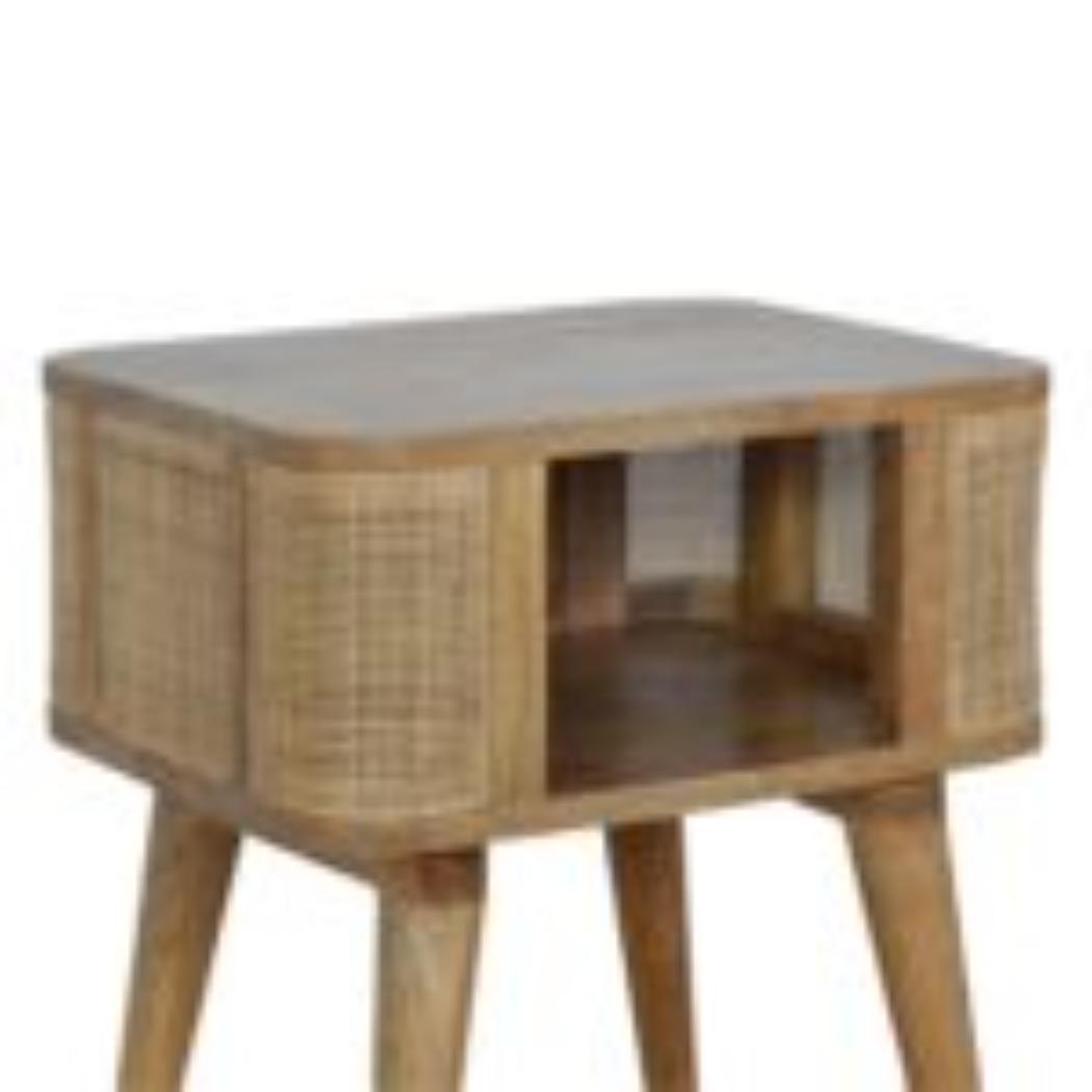 Close-Knit Open Slot Bedside Table | Solid Mango Wood | Compact Bedroom Storage