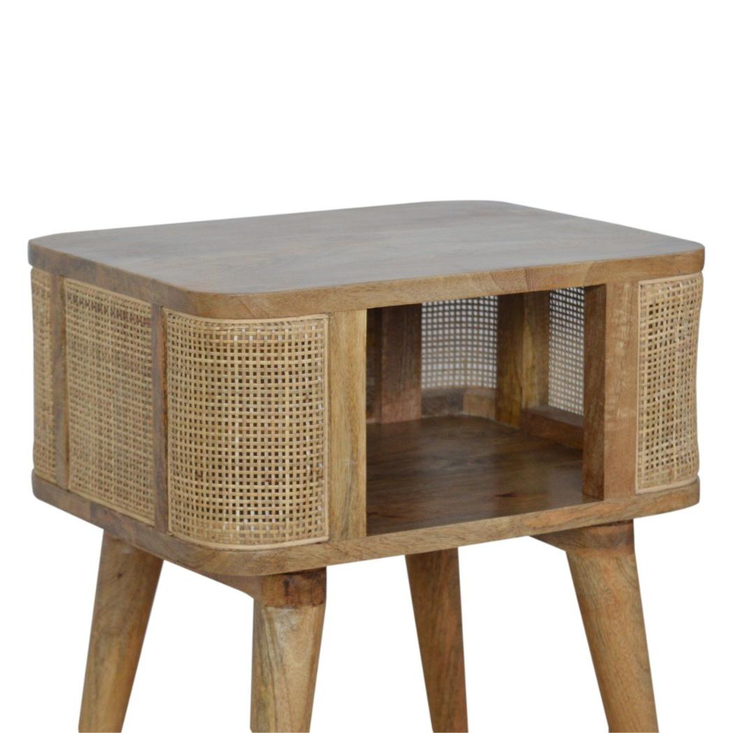 Close-Knit Open Slot Bedside Table | Solid Mango Wood | Compact Bedroom Storage