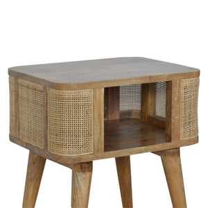 Close-Knit Open Slot Bedside Table | Solid Mango Wood | Compact Bedroom Storage