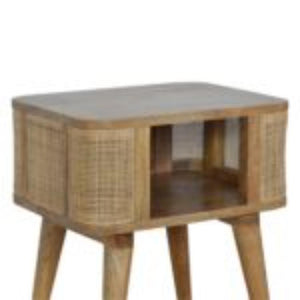 Close-Knit Open Slot Bedside Table | Solid Mango Wood | Compact Bedroom Storage