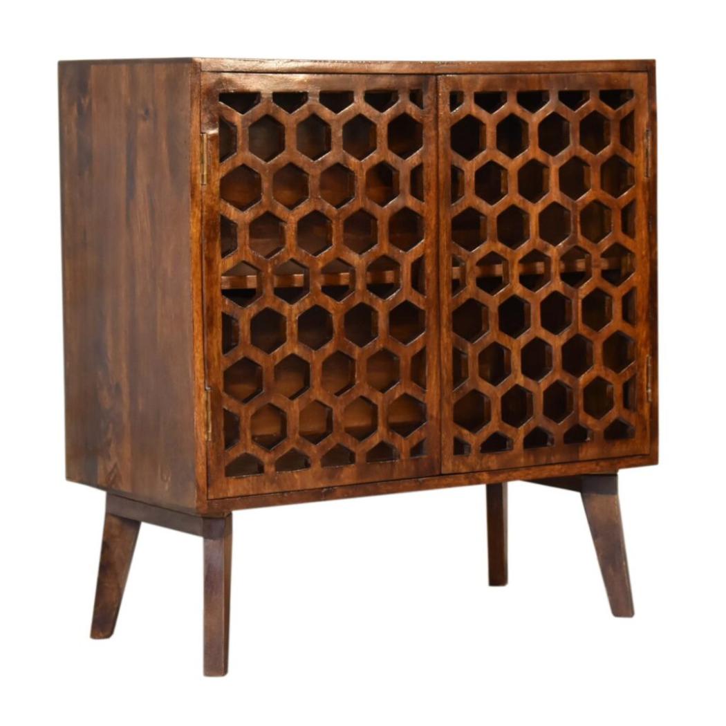 Comb Cabinet | Chestnut Finish | Textured Storage