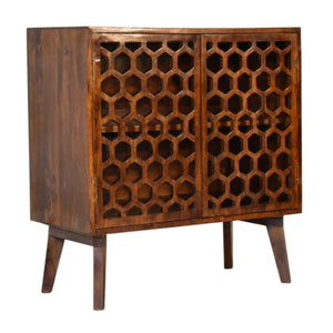 Comb Cabinet | Chestnut Finish | Textured Storage