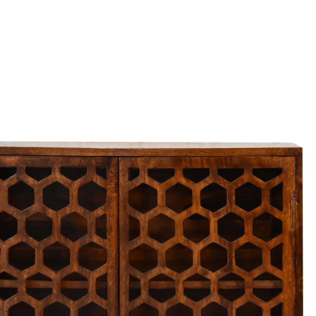 Comb Cabinet | Chestnut Finish | Textured Storage