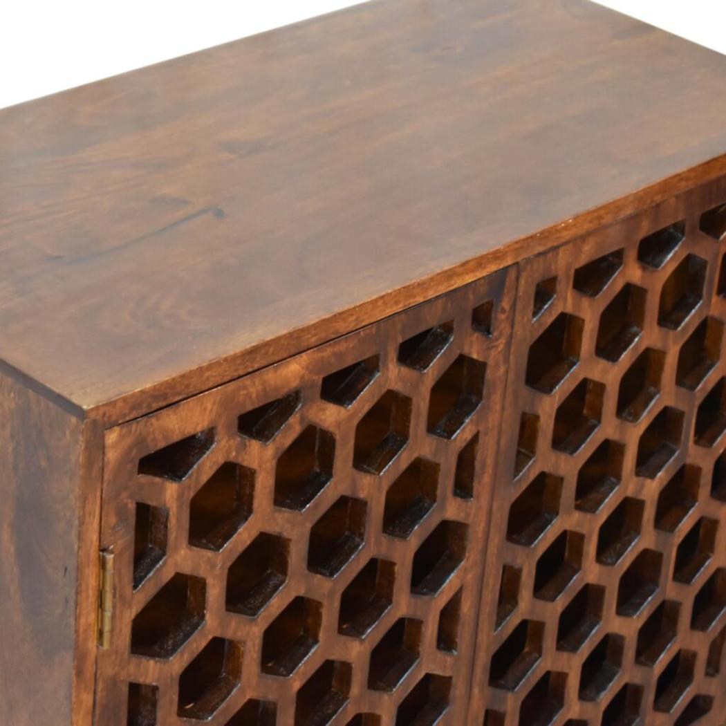 Comb Cabinet | Chestnut Finish | Textured Storage