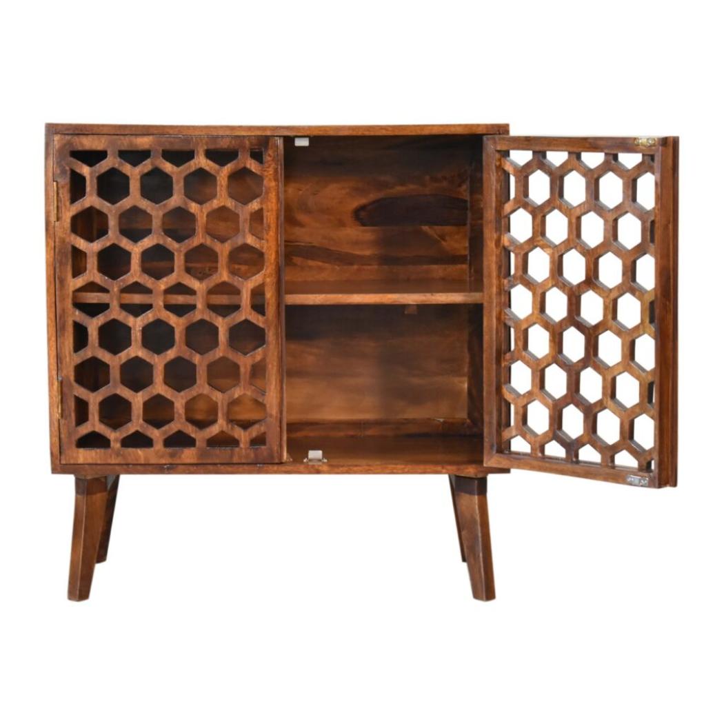 Comb Cabinet | Chestnut Finish | Textured Storage