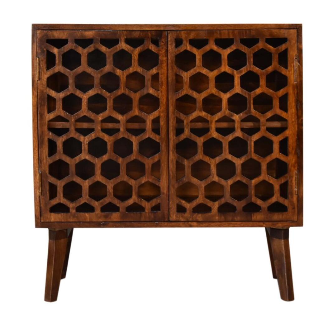 Comb Cabinet | Chestnut Finish | Textured Storage