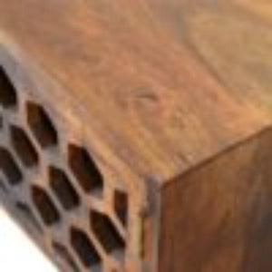 Comb Media Unit | Chestnut Finish | Textured TV Storage