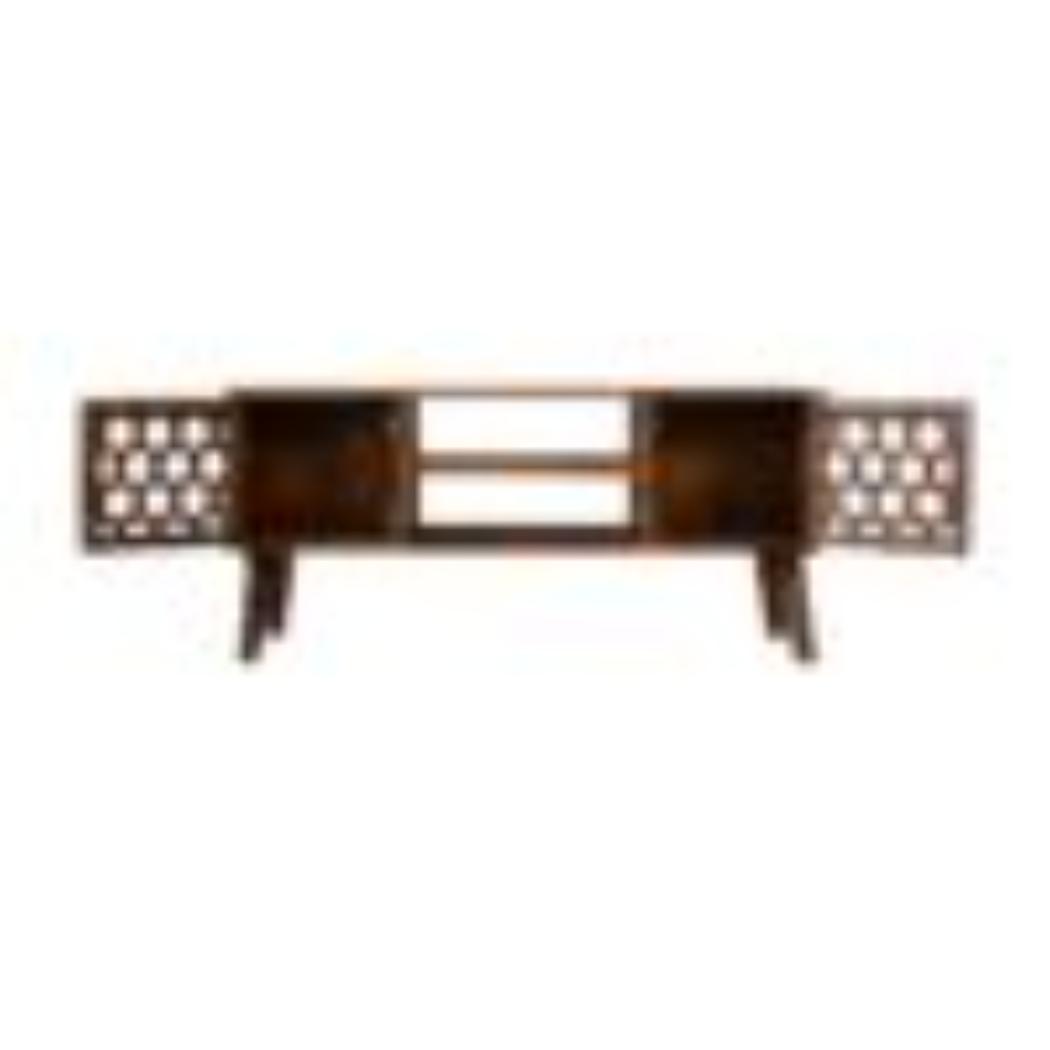 Comb Media Unit | Chestnut Finish | Textured TV Storage