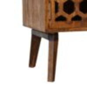 Comb Media Unit | Chestnut Finish | Textured TV Storage