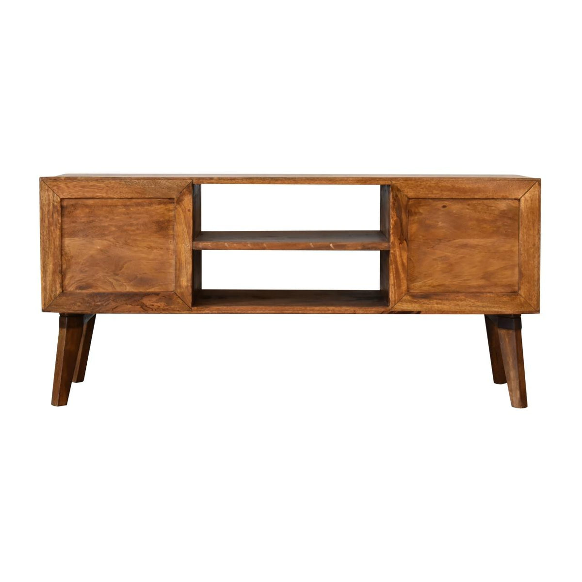 Comb Media Unit | Chestnut Finish | Textured TV Storage