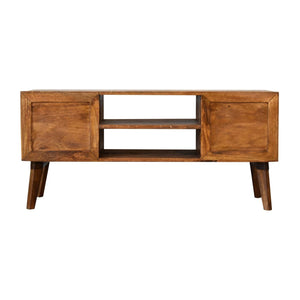 Comb Media Unit | Chestnut Finish | Textured TV Storage