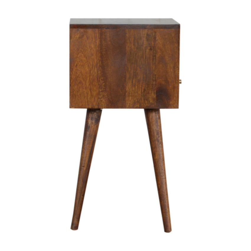 Compact Nordic Bedside Table | Solid Mango Wood | Chestnut Finish