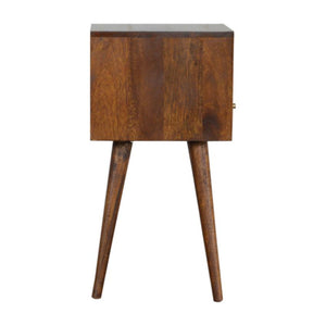 Compact Nordic Bedside Table | Solid Mango Wood | Chestnut Finish