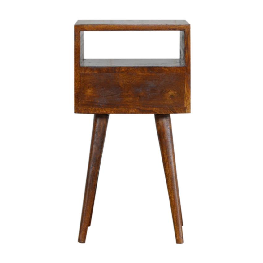Compact Nordic Bedside Table | Solid Mango Wood | Chestnut Finish