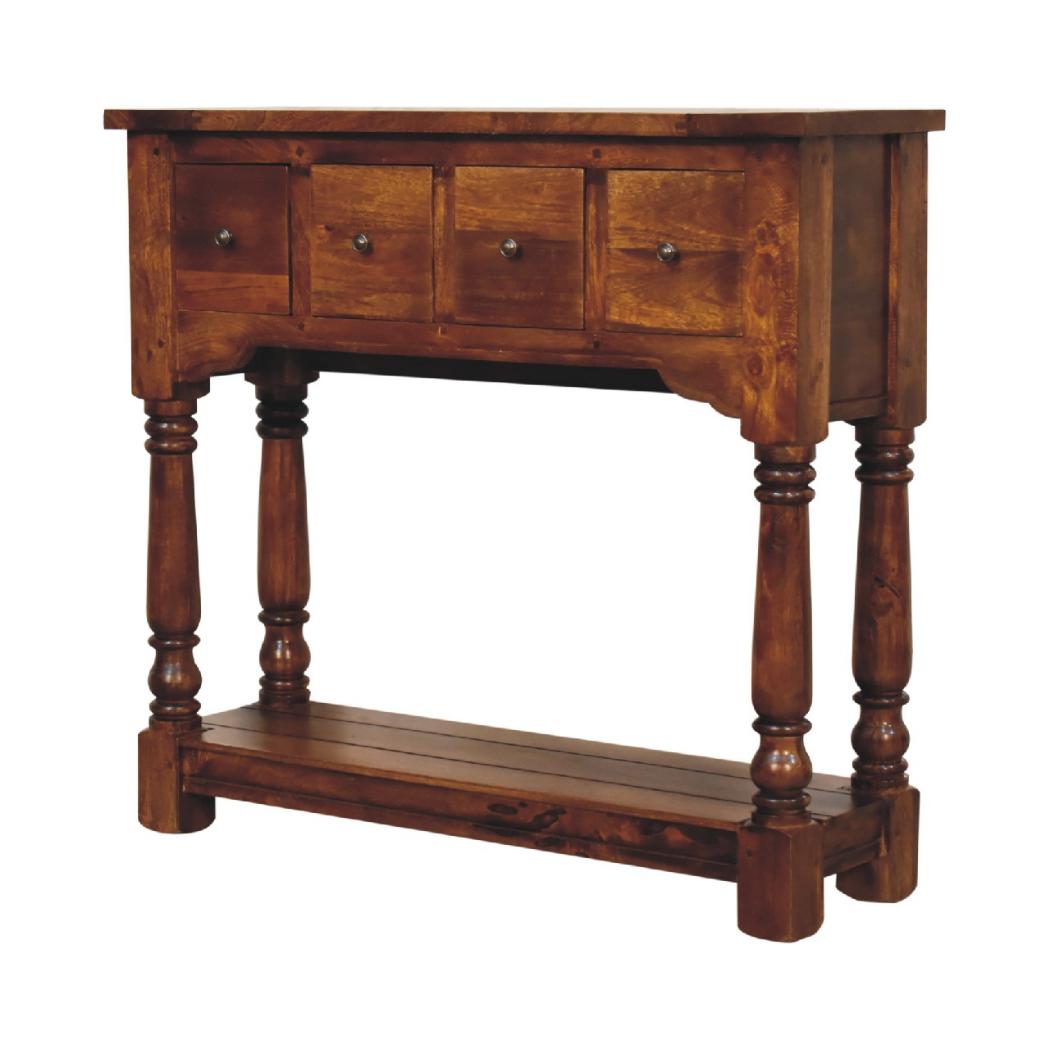Console Table | Chestnut Finish | 4 Drawer Storage