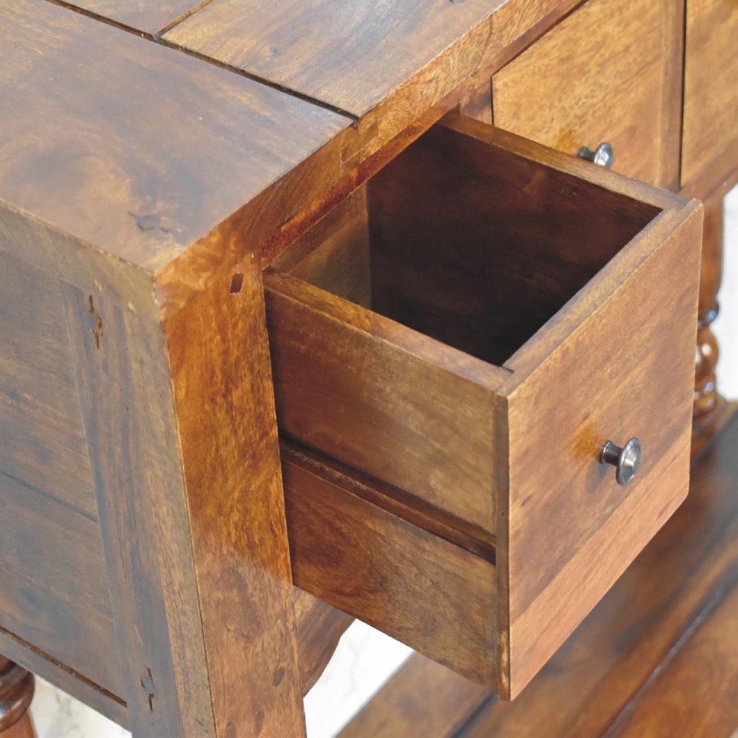 Console Table | Chestnut Finish | 4 Drawer Storage